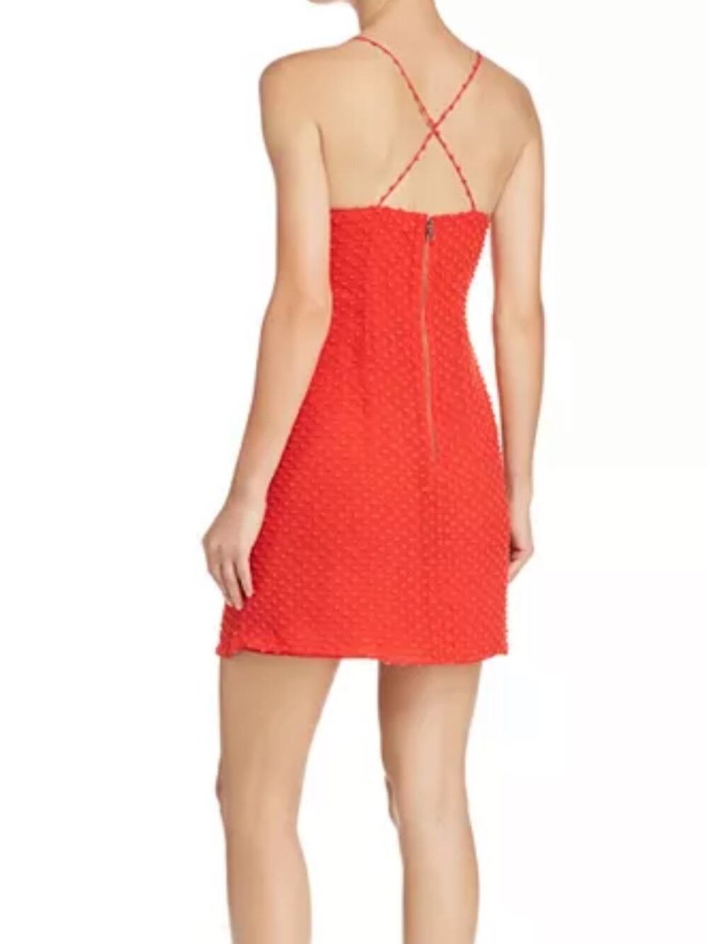 ALICE + OLIVIA size XS Red Textured Spaghetti-Strap Woman's Mini Dress